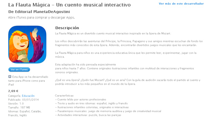 para ninos  La Flauta Mágica al alcance de móviles y tabletas