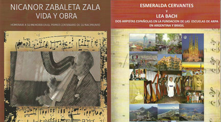 novedades  Presentación de dos monografías dedicadas a los arpistas Nicanor Zabaleta, Esmeralda Cervantes y Lea Bach